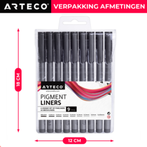 pigment-liners-fineliners-afmetingen-verpakking-arteco-crafts